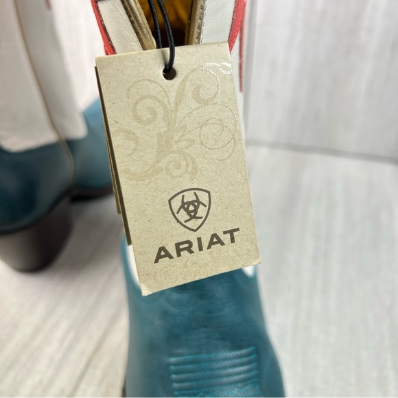 NEW Ariat Starlight Western Snip Toe Cowboy Boot Turquoise White Womens Size 7 - Picture 11 of 12